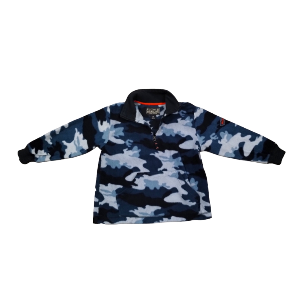 •PLC EST. 89 Athletic Blue Camouflage Cowl Neck Zip down Pull over sweater M 7/8